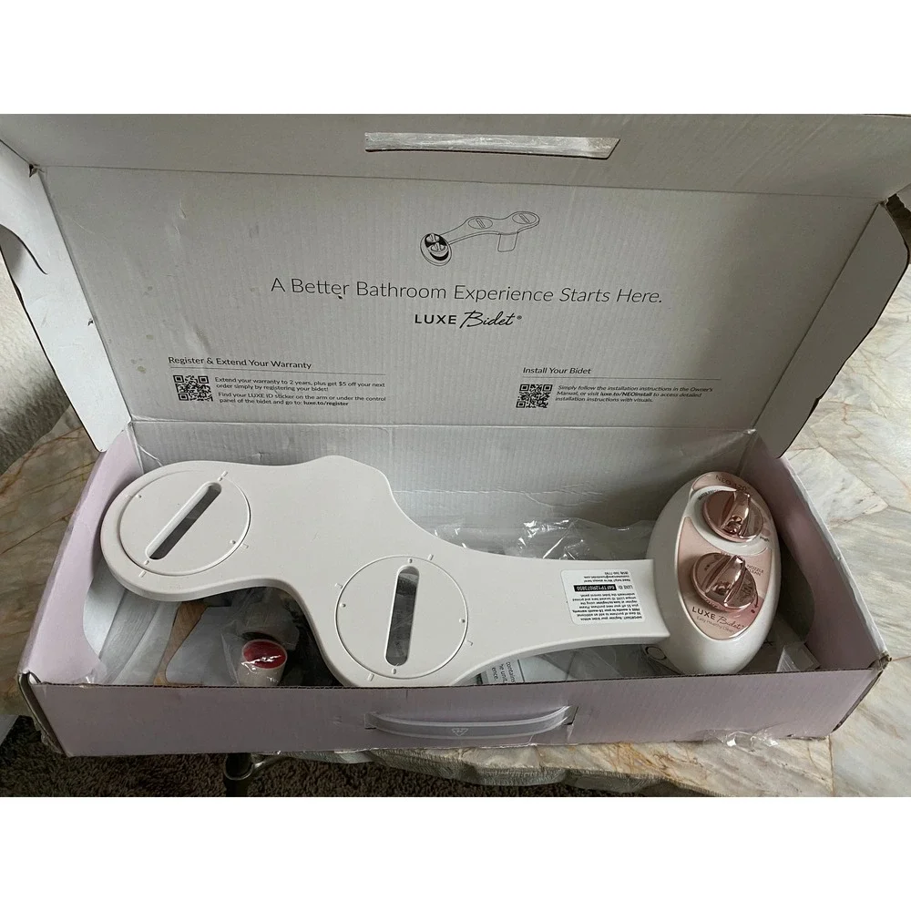 LUXE Bidet Neo 120 Non-Electric Bidet Toilet Attachment White Rose Gold